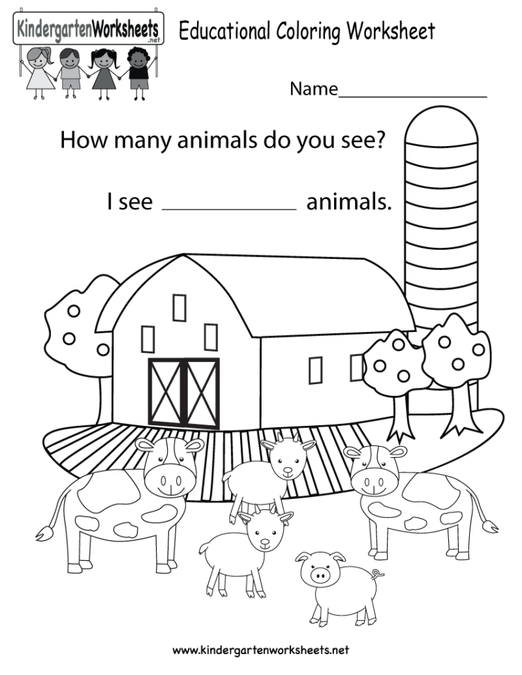 Educational Coloring Worksheet  Free Kindergarten Learning