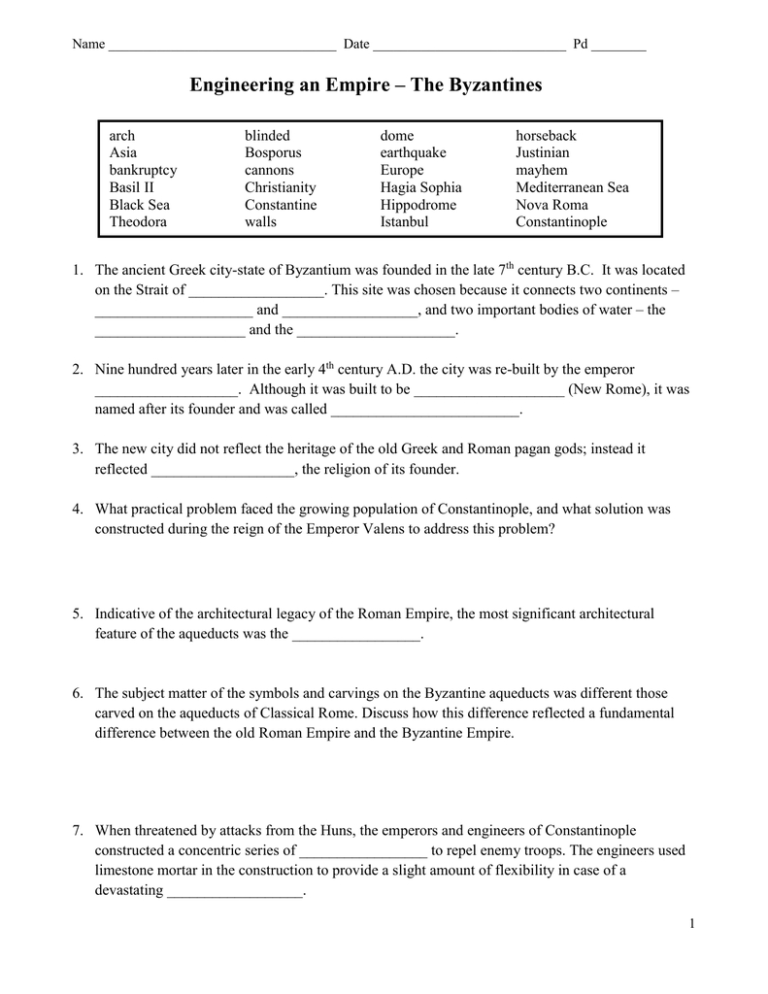 The Byzantines Engineering An Empire Worksheet Answers —
