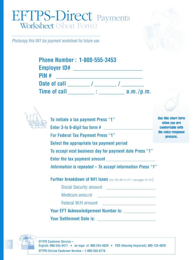 Eftps Worksheet  Fill Online Printable Fillable Blank