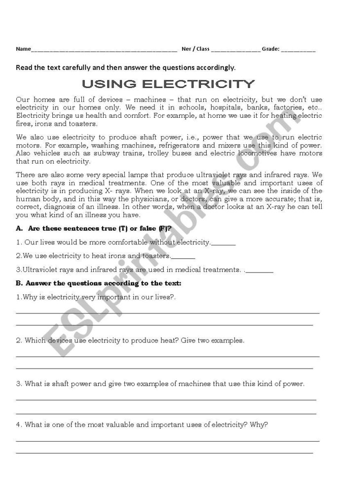 Electricity Worksheets 4Th Grade — db-excel.com