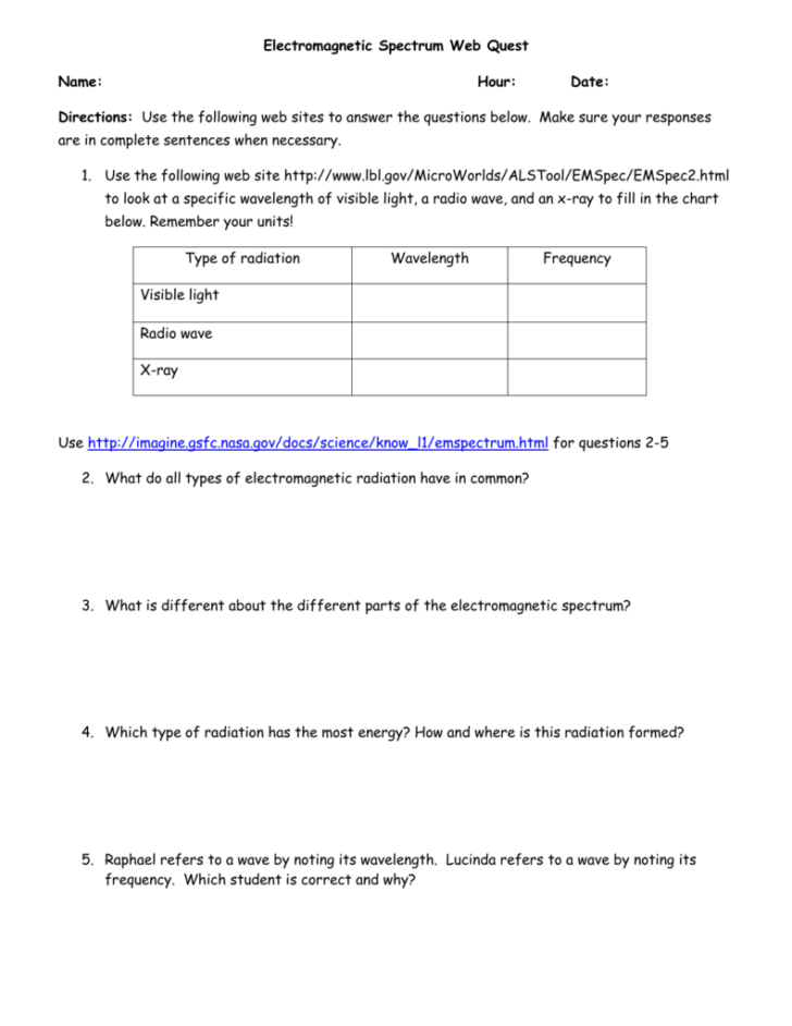 S9 Electromagnetic Spectrum Worksheet — db-excel.com
