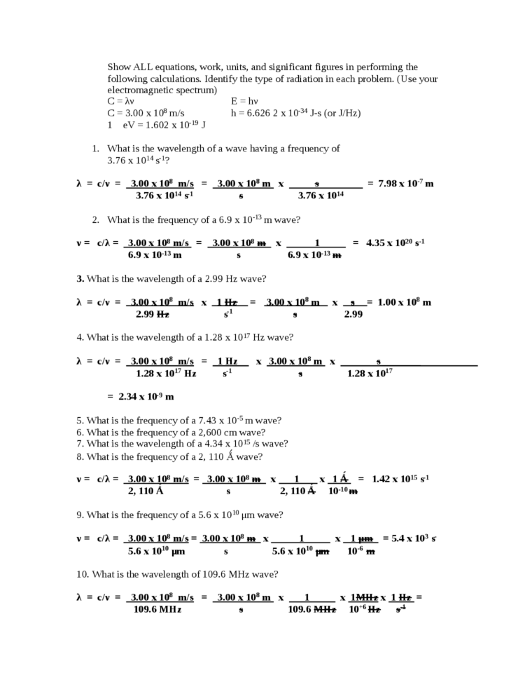 Electromagnetic Ves  Worksheet  Docsity