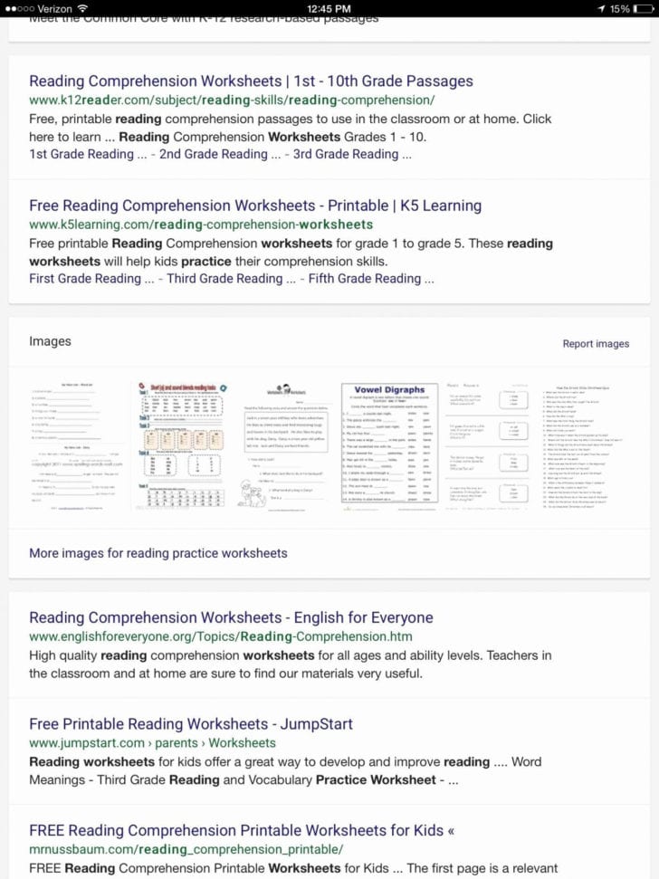 Printable Reading Worksheets