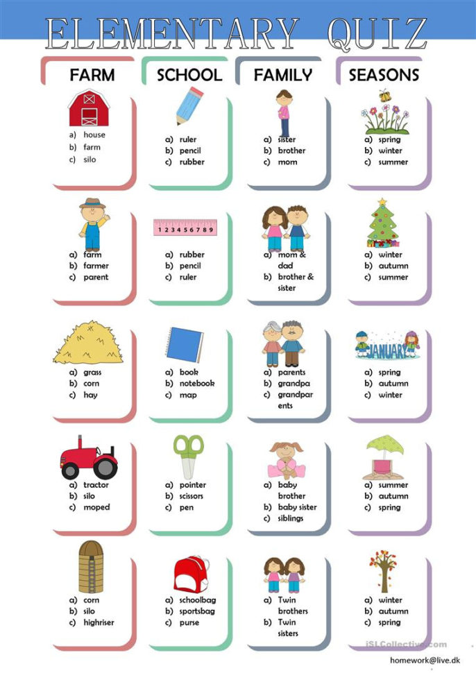 Elementary Quiz 3 Worksheet  Free Esl Printable Worksheets Made