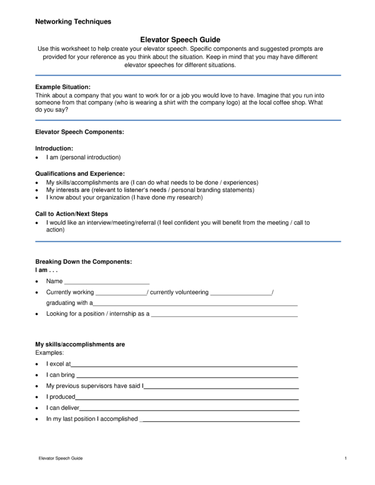 Elevator Speech Guide  Grade B  Claw 122 Business Law