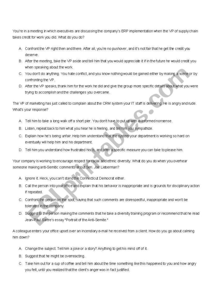 Emotional Intelligence Quiz  Esl Worksheetnataliea22