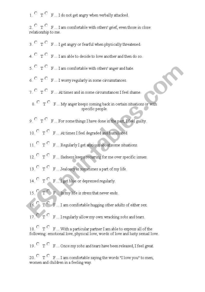 Emotional Intelligence Test  Esl Worksheetamparias