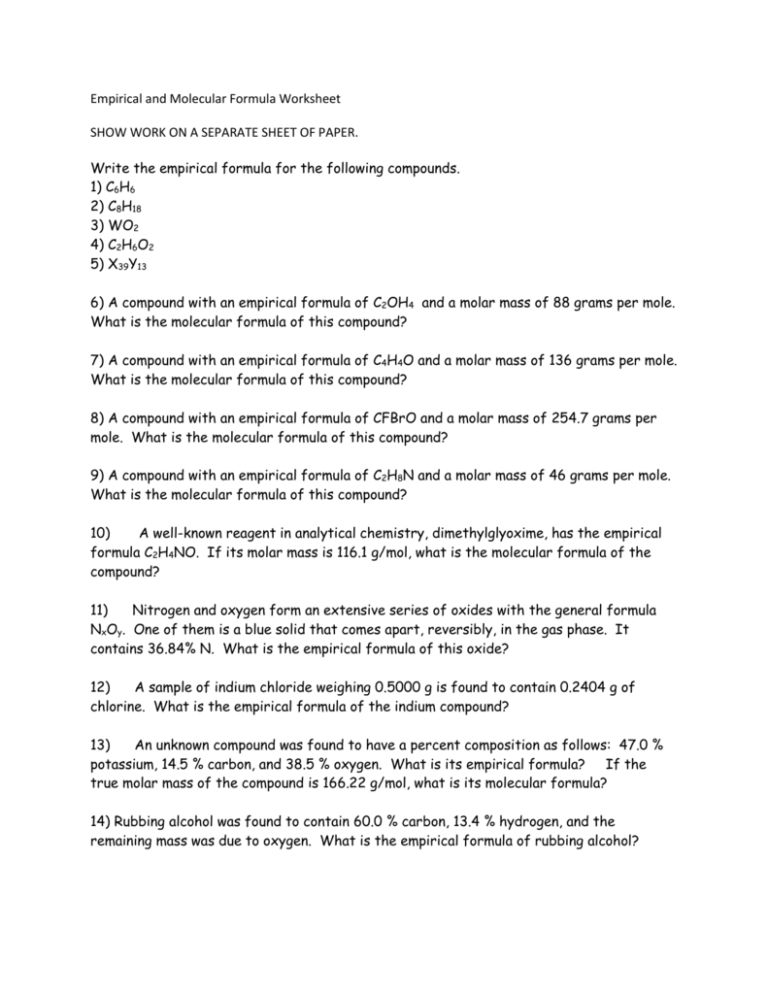 Empirical And Molecular Formula Worksheet Answer Key db excel com Empirical And Molecular Formula Worksheet Answer Key db excel com
