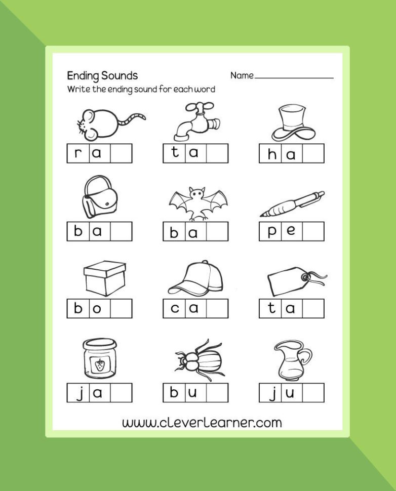 Ending Sounds Preschool Worksheet Endsounds Worksheets With