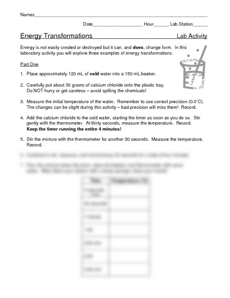 Energy Transfer In Living Organisms Worksheet