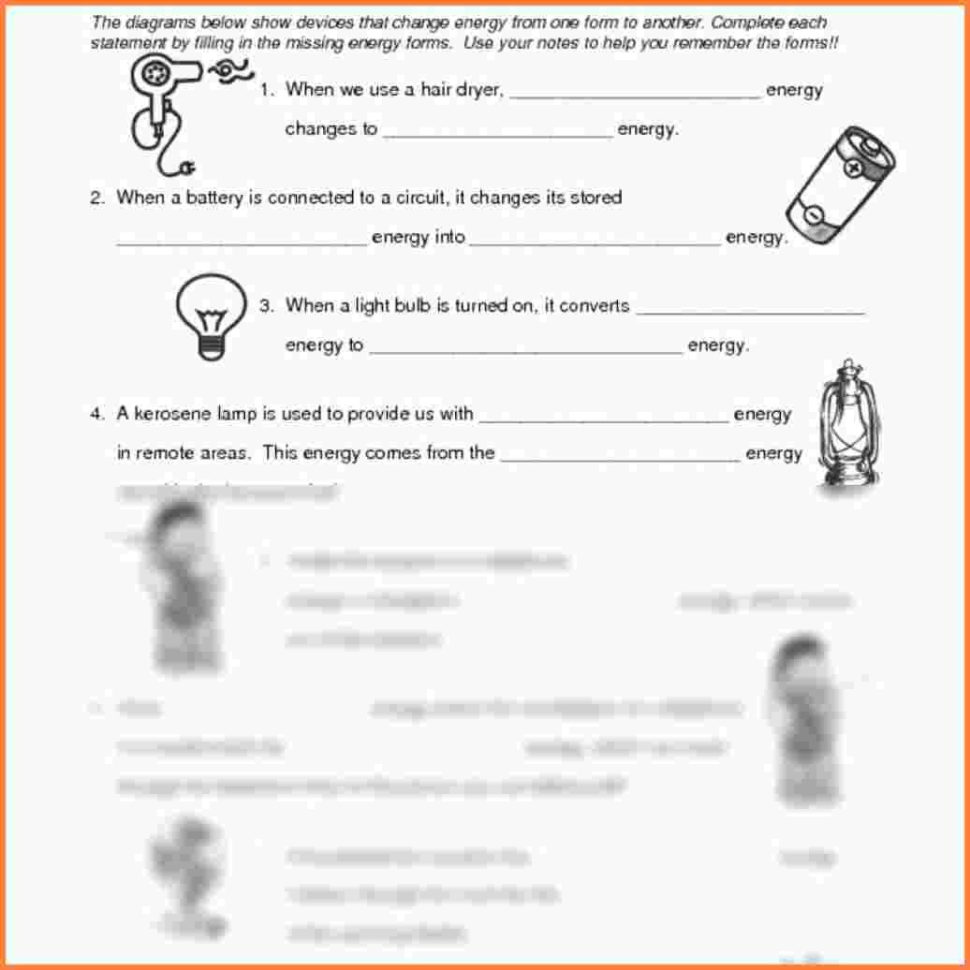 Energy Transformation Worksheet Answers Beautiful Diagram
