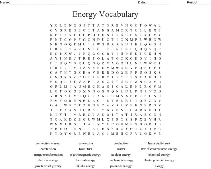 Energy Vocabulary Worksheet — db-excel.com