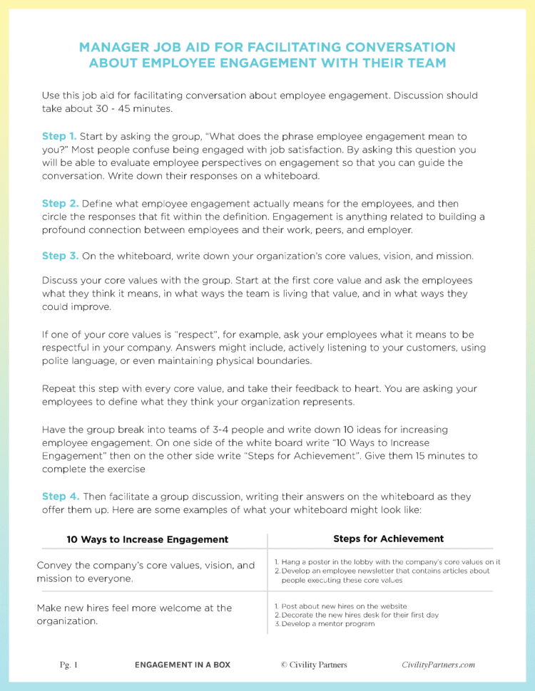 Engagement In A Box  Civility Partners