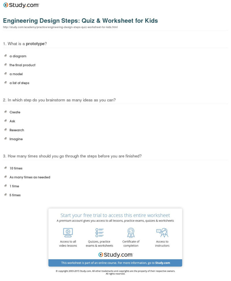 Engineering Design Steps Quiz  Worksheet For Kids  Study