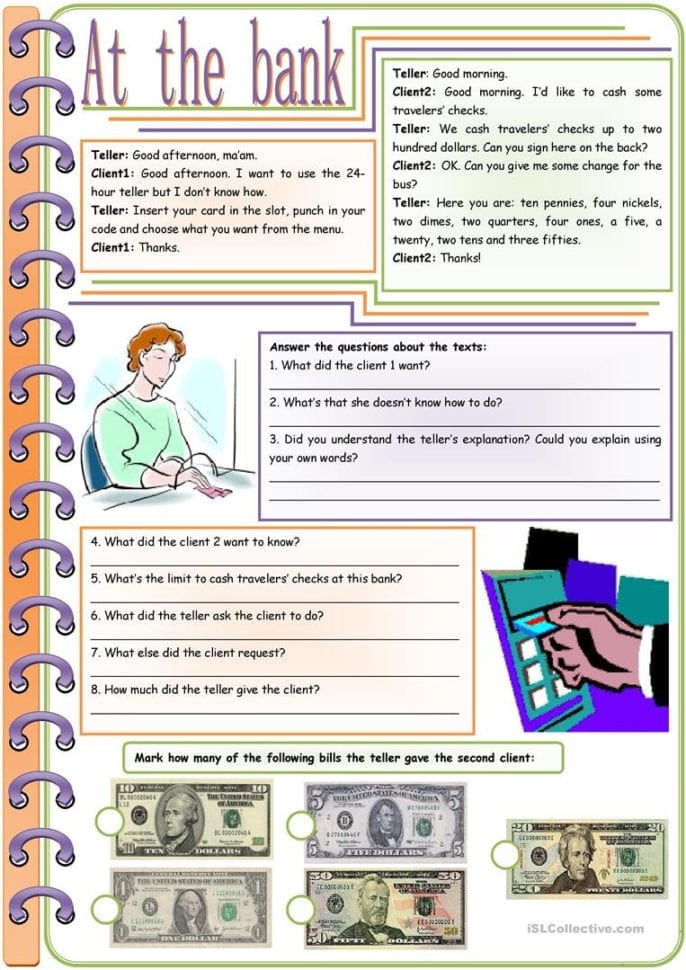 English Esl Banking Worksheets  Most Downloaded 9 Results