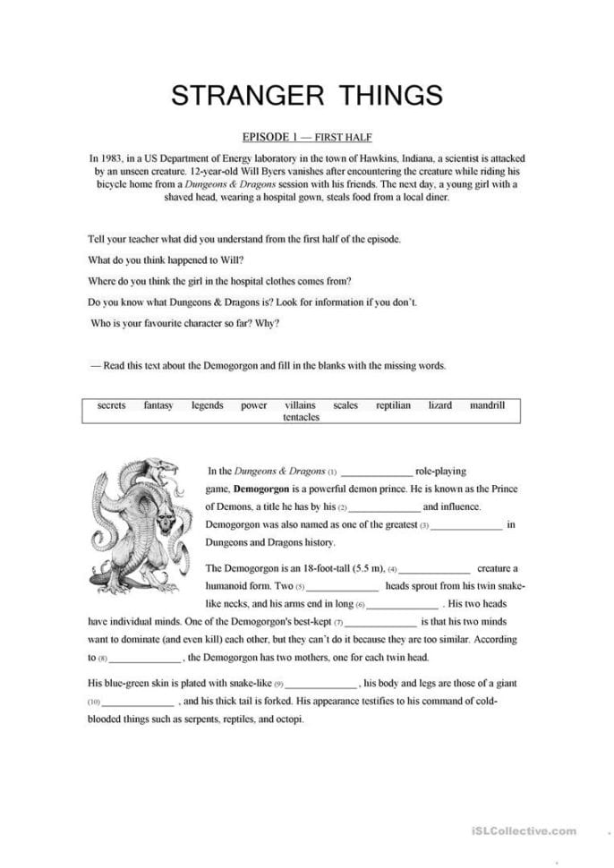 English Esl Fantasy Worksheets  Most Downloaded 22 Results