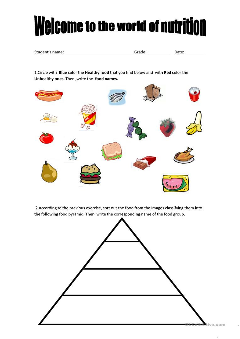 Free Printable Nutrition Worksheets For High School Pdf