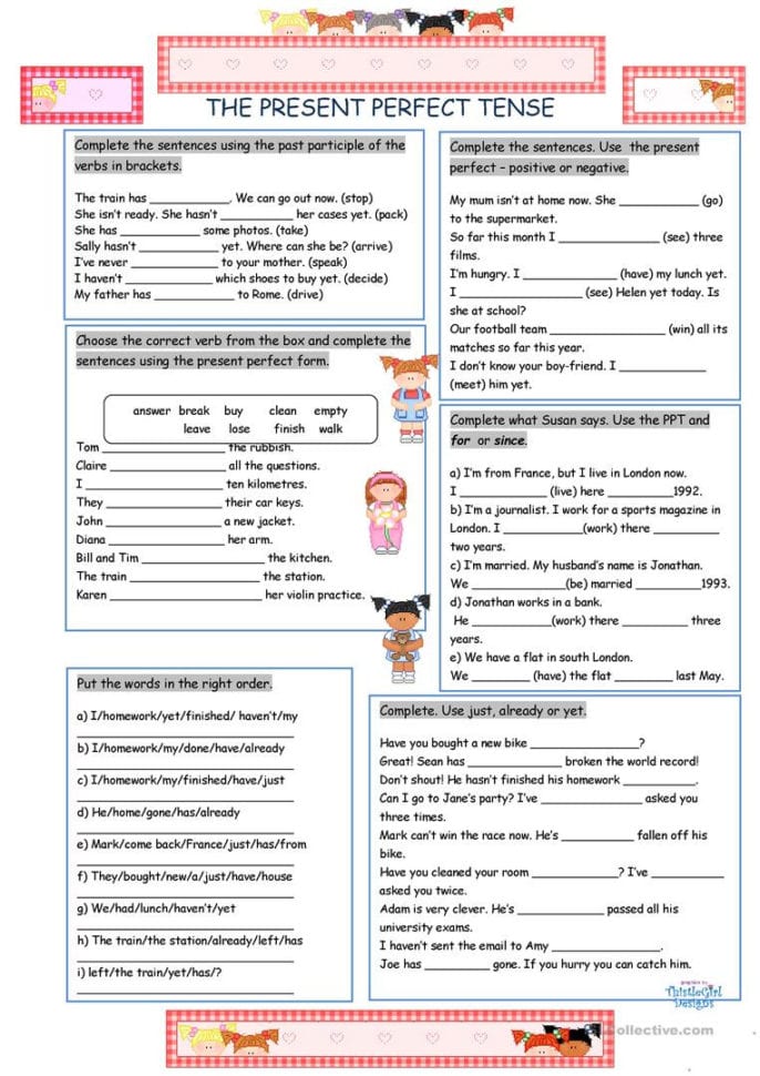 English Esl Present Perfect Tenses Worksheets  Most