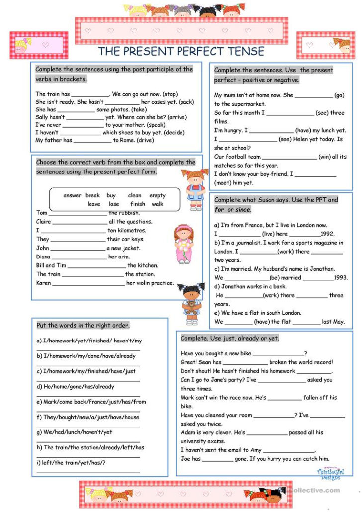 Present Perfect Tense Worksheet For Grade 6 With Answers