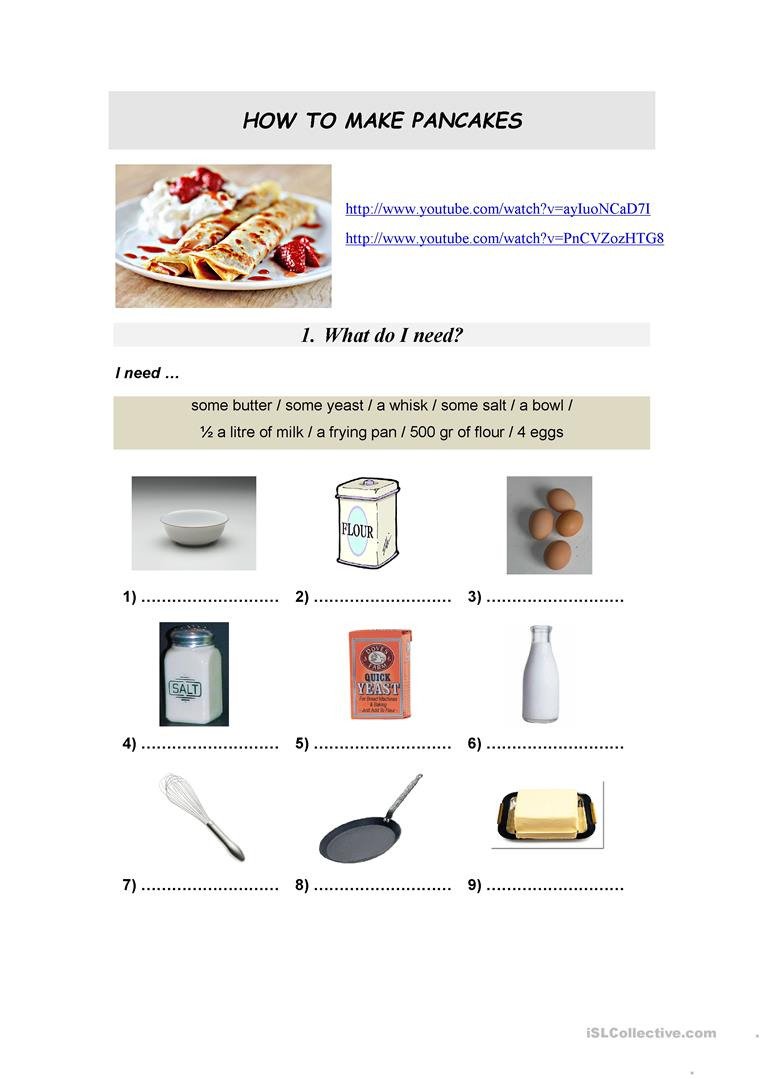 English Esl Recipe Worksheets  Most Downloaded 105 Results