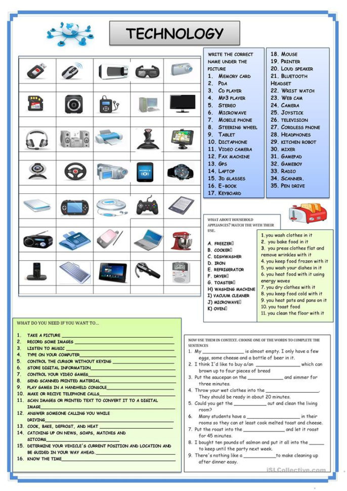 English Esl Technology Worksheets  Most Downloaded 190
