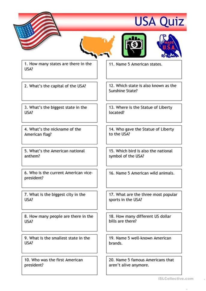 English Esl United States Of America Usa Worksheets  Most