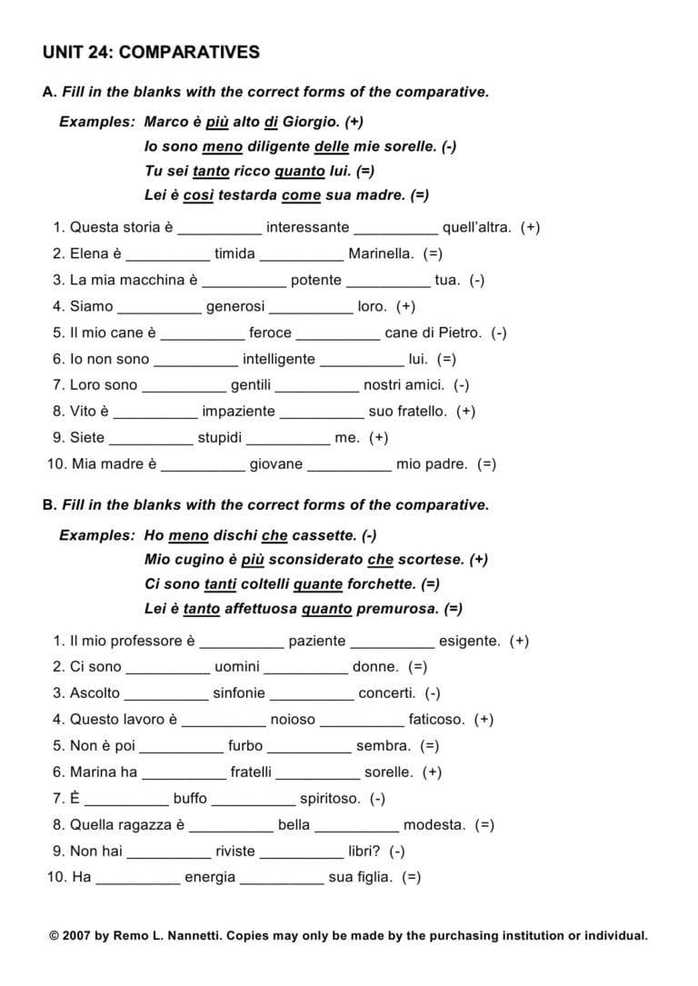english grammar exercises with answers for class 7