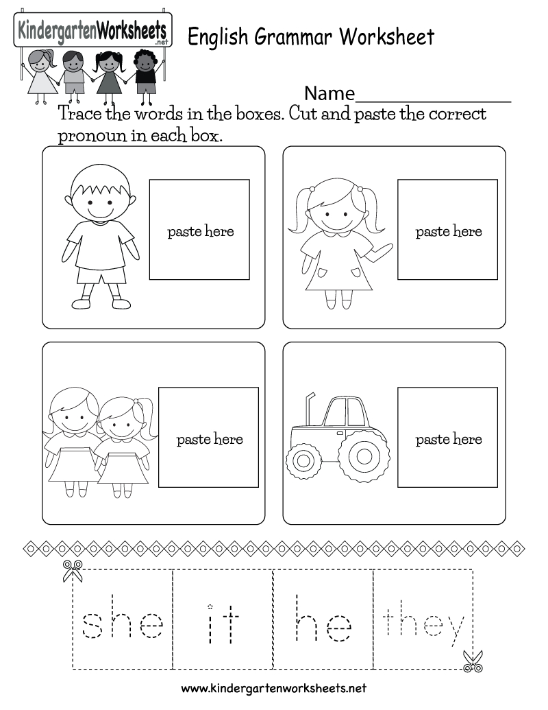 English Worksheets For Kindergarten Free Printable