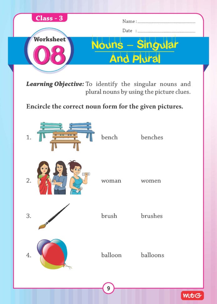English Grammar Worksheets For Class 3