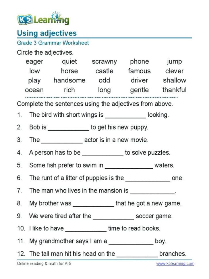 2Nd Grade Grammar Worksheets Pdf