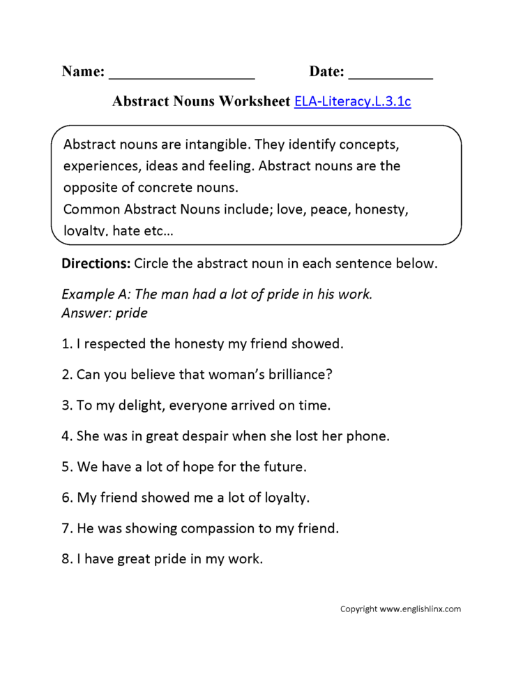 English Worksheets  3Rd Grade Common Core Worksheets