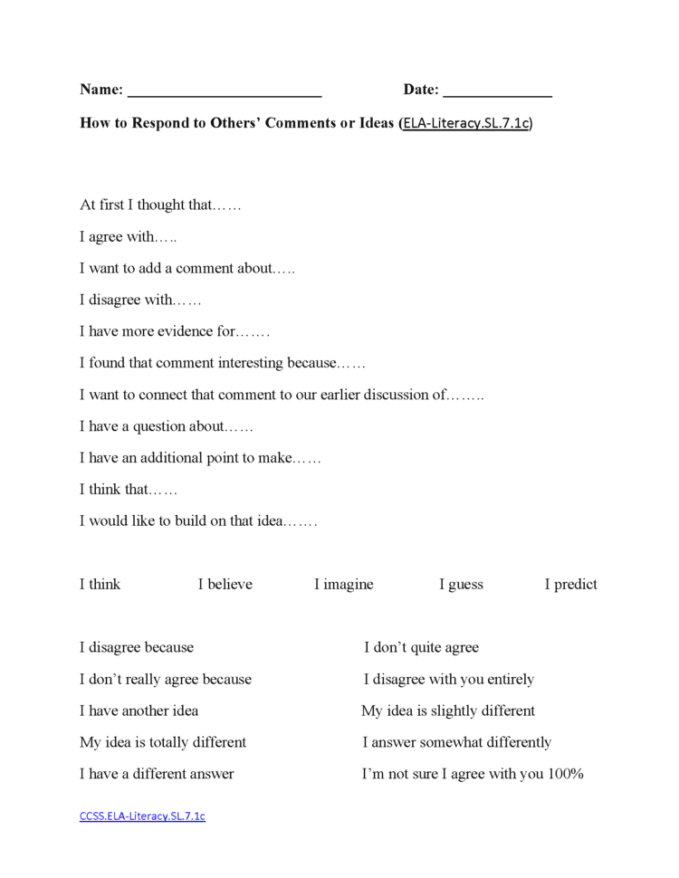 English Worksheets  7Th Grade Common Core Worksheets