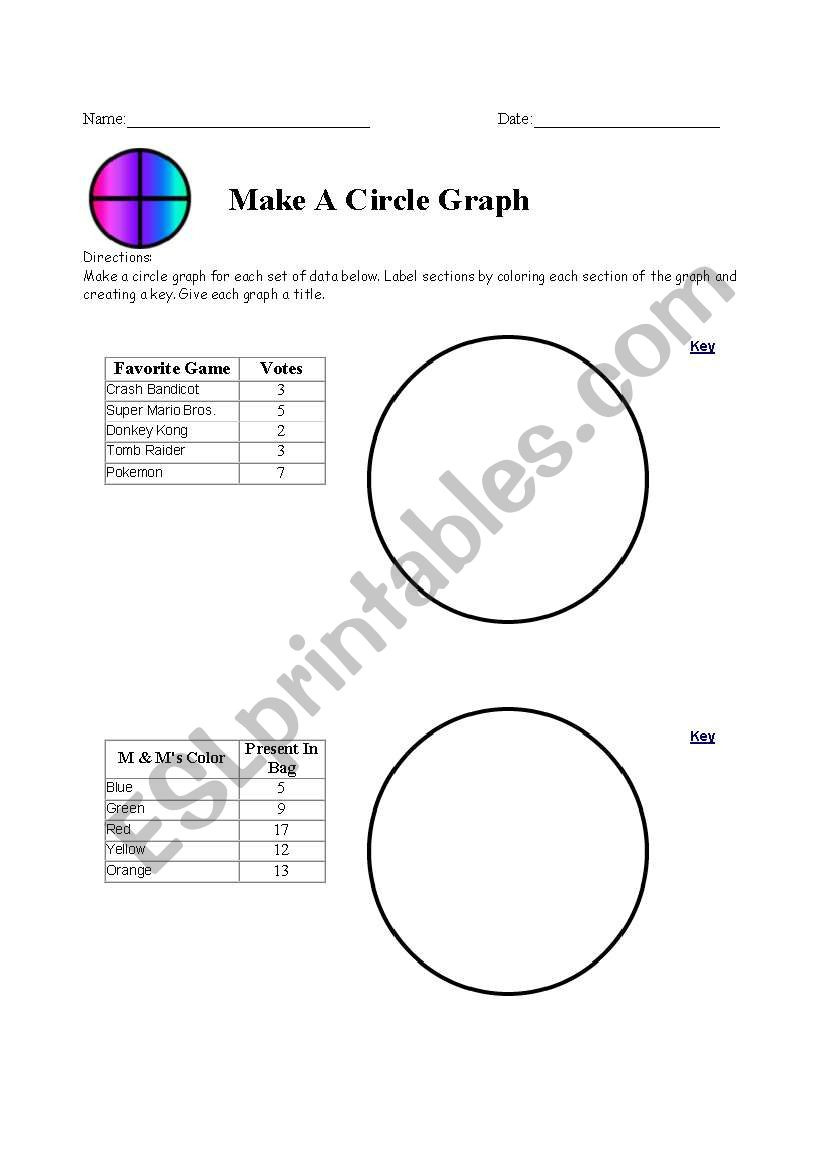 English Worksheets Circle Graph