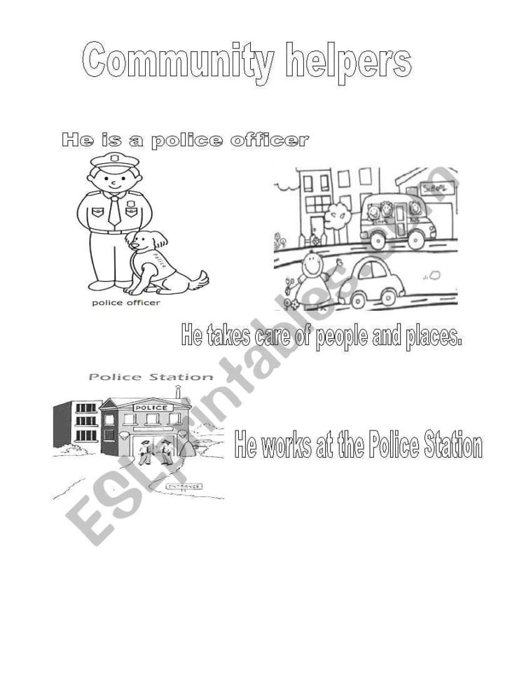 English Worksheets Community Helpers The Police Officer