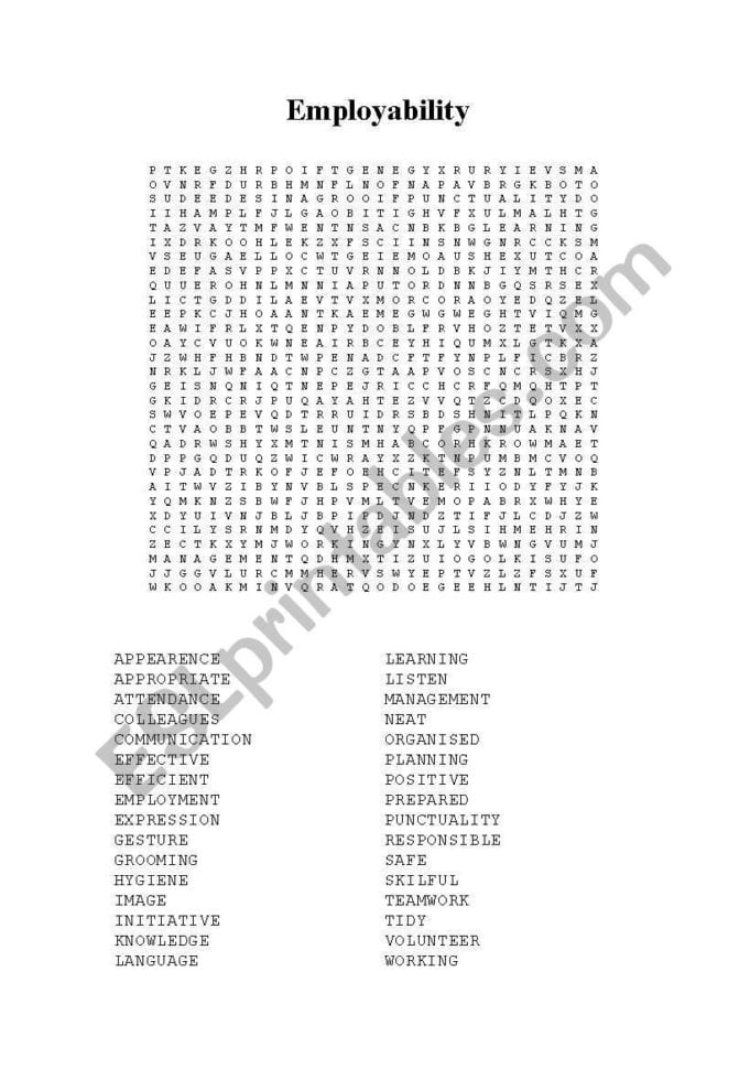 English Worksheets Employability