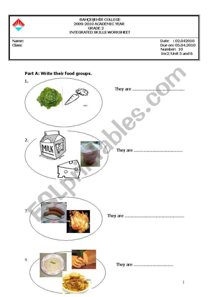 English Worksheets Food Groups And I Like I Don´t Like