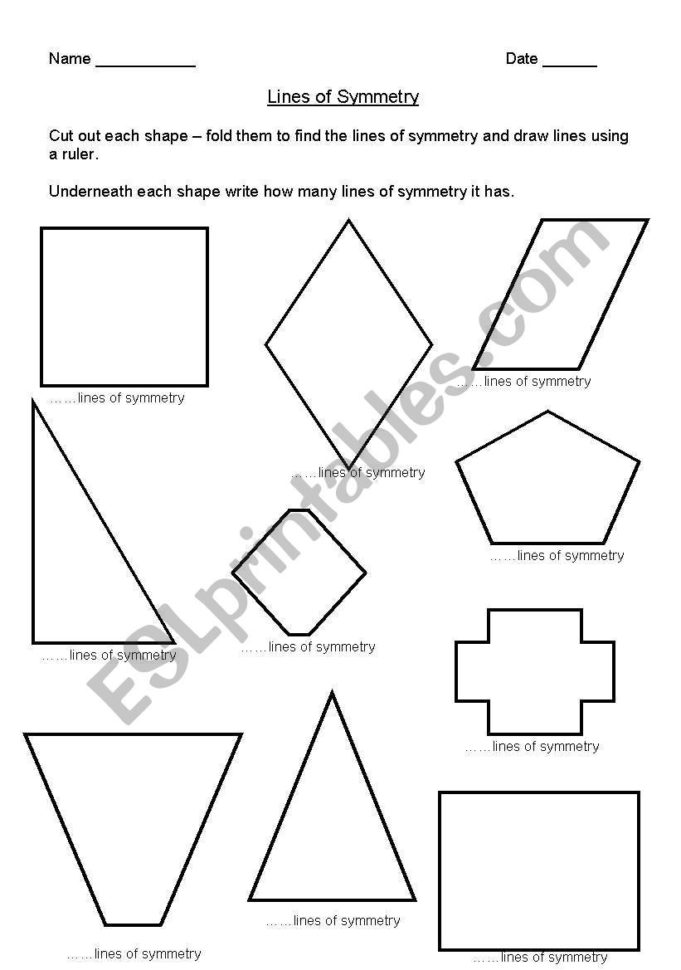 English Worksheets Lines Of Symmetry