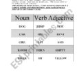 English Worksheets Nounverbadjective Sentences