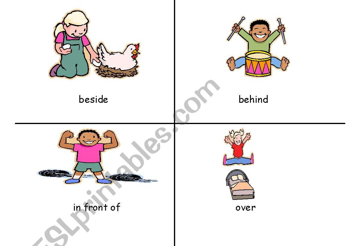 English Worksheets Pictures For Positional Words