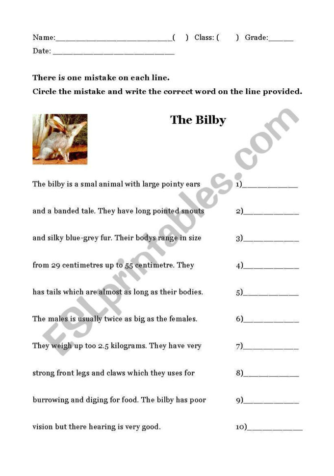 Proofreading Worksheets Multiple Choice