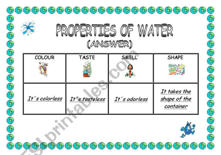 Properties Of Water Worksheet Pdf