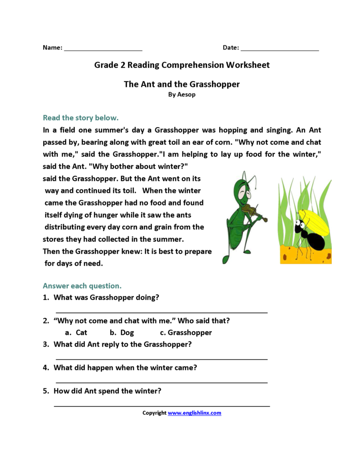 English Worksheets  Reading Worksheets