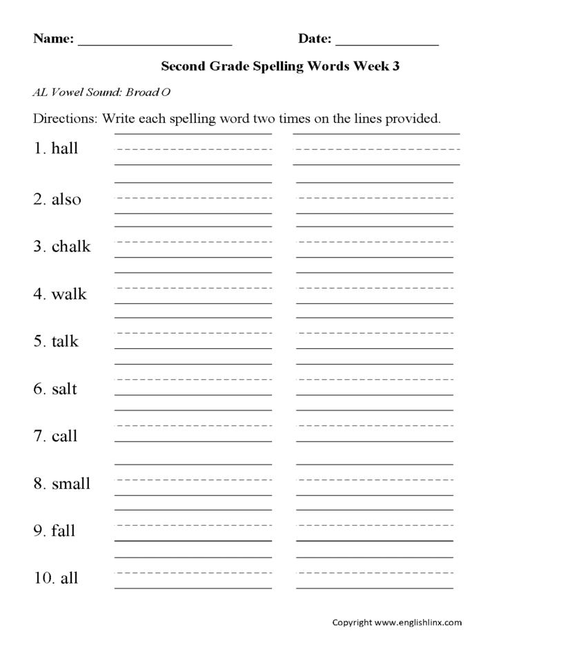English Worksheets  Spelling Worksheets