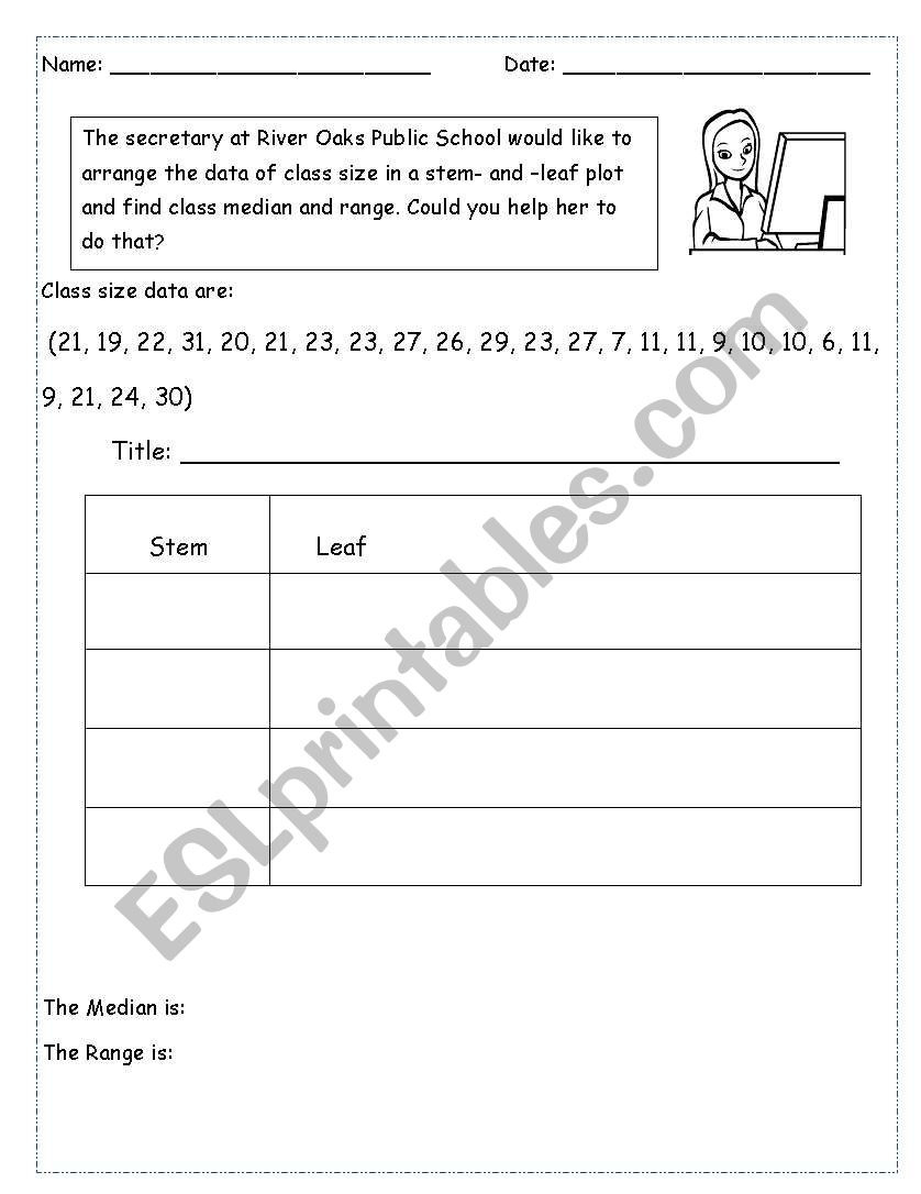 English Worksheets Stem And Leaf Plot