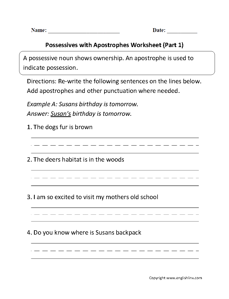 Apostrophe Worksheets With Answer Key Db excel