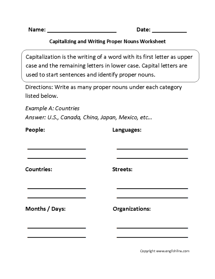 Englishlinx  Capitalization Worksheets