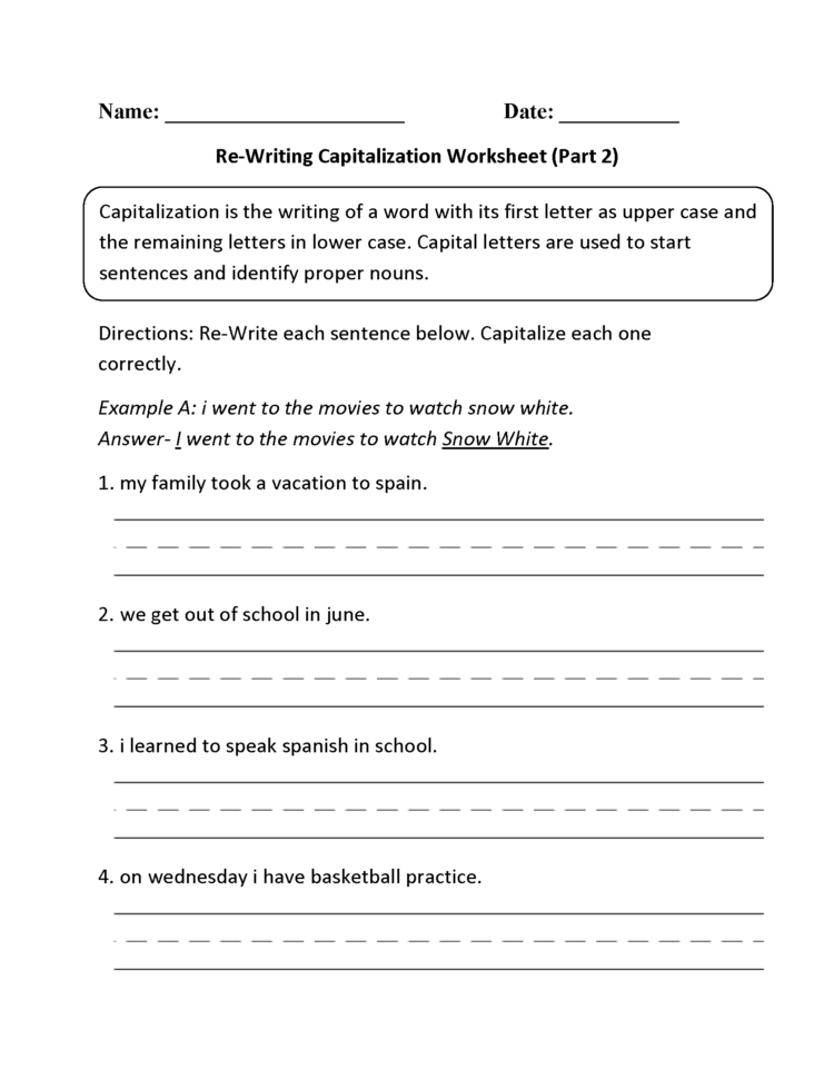 Englishlinx  Capitalization Worksheets