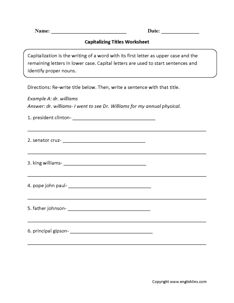 Englishlinx  Capitalization Worksheets