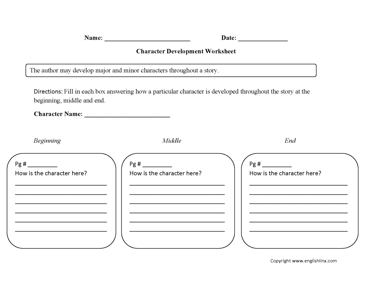 Englishlinx  Character Analysis Worksheets