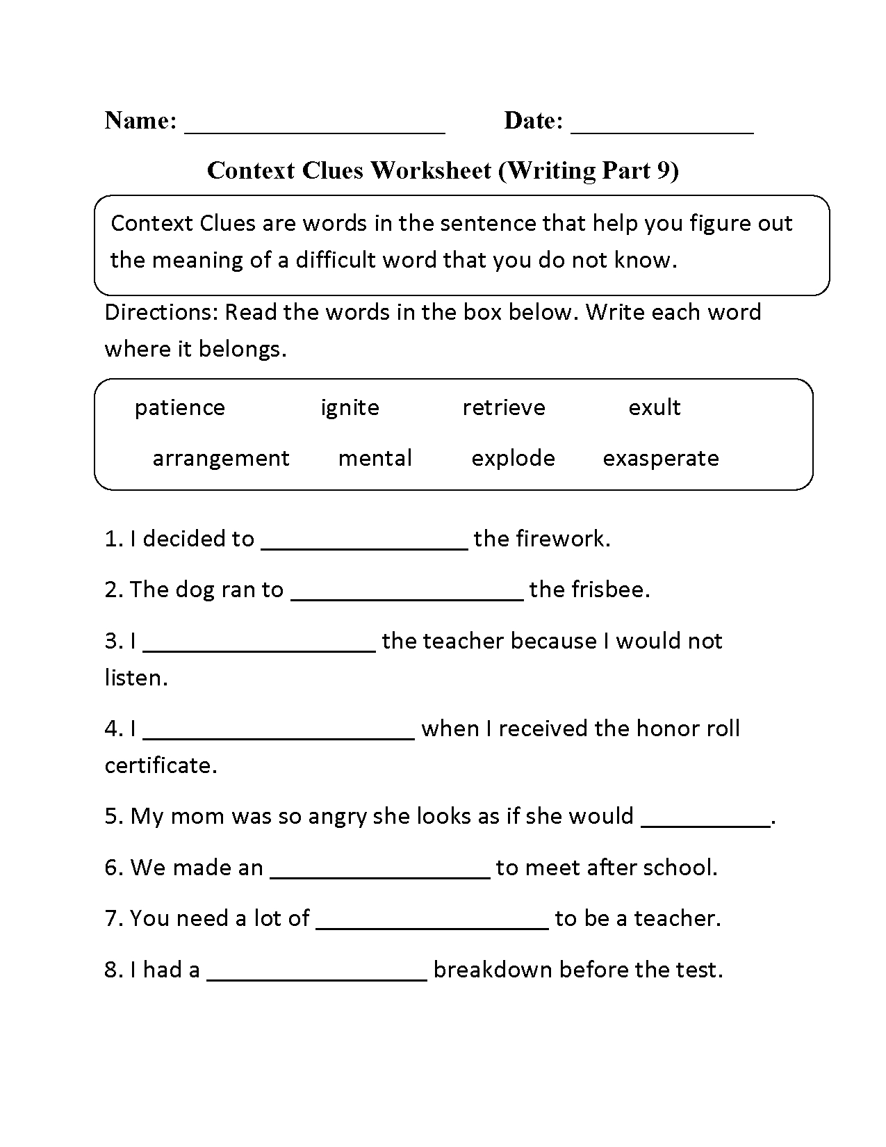 Englishlinx  Context Clues Worksheets